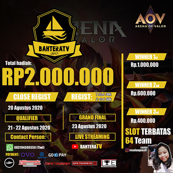 turnamen aov arena of valor agustus 2020 bahteratv season 6 poster