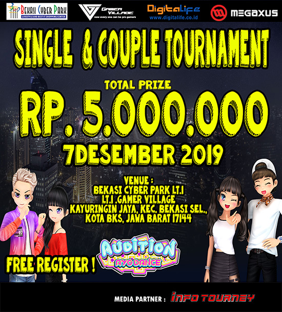 turnamen audition ayodance desember 2019 bekasi computer expo 2019 poster