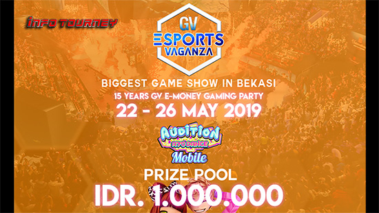 turnamen audition ayodance mobile gv esports vaganza bekasi mei 2019 logo