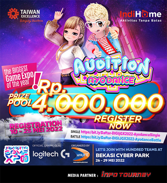 turnamen audition ayodance mei 2022 digitalife jgx 2022 poster