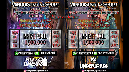turnamen autochess auto chess dota underlords juli 2019 vanquisher esport season 1 logo