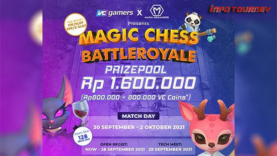 turnamen magic chess magicchess september 2021 vcgamers x mafia organizer logo
