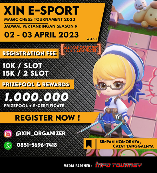 turnamen magic chess magicchess april 2023 xin esport season 9 week 2 poster