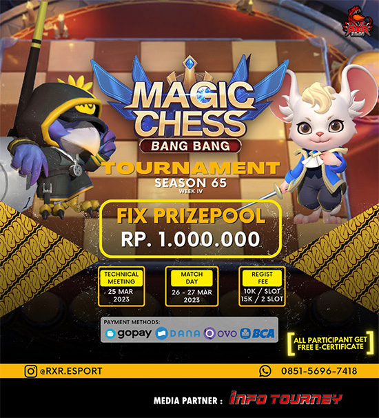 turnamen magic chess magicchess maret 2023 rxr esport season 65 week 4 poster
