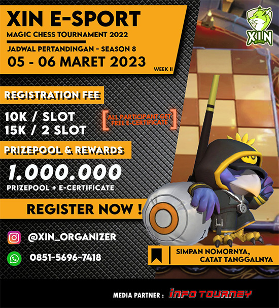 turnamen magic chess magicchess maret 2023 xin esport season 8 week 2 poster