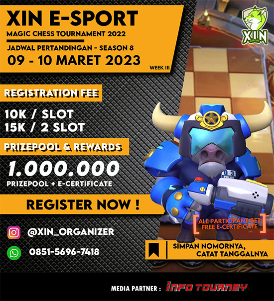 turnamen magic chess magicchess maret 2023 xin esport season 8 week 3 poster