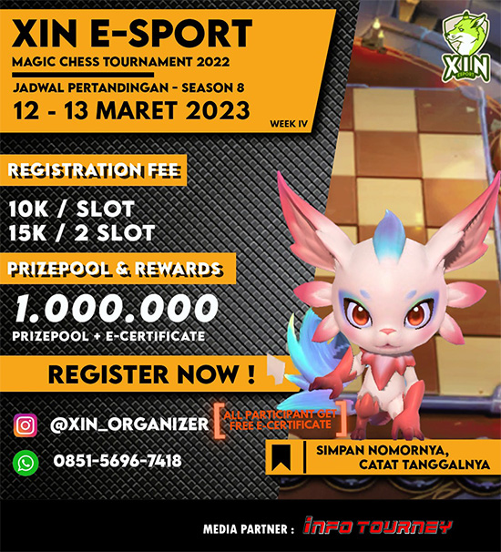 turnamen magic chess magicchess maret 2023 xin esport season 8 week 4 poster