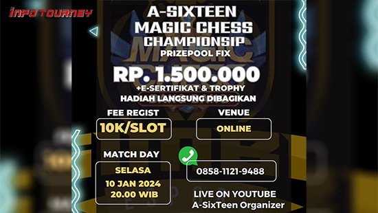 turnamen magic chess magicchess januari 2024 a sixteen organizer logo