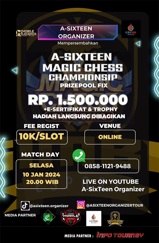 turnamen magic chess magicchess januari 2024 a sixteen organizer poster