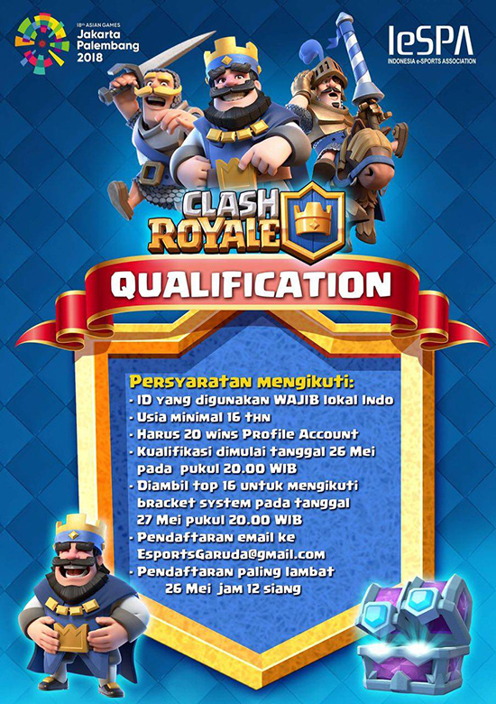 turnamen clash royale kualifikasi asian games 2018 mei 2018 poster