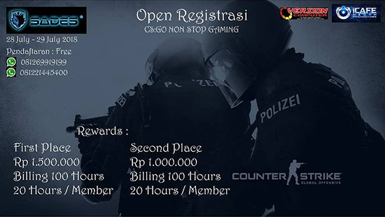 turnamen csgo counter strike global offensive non stop gaming juli 2018 logo