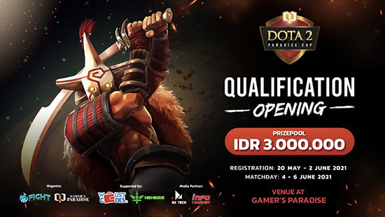 turnamen dota dota2 juni 2021 paradise cup poster