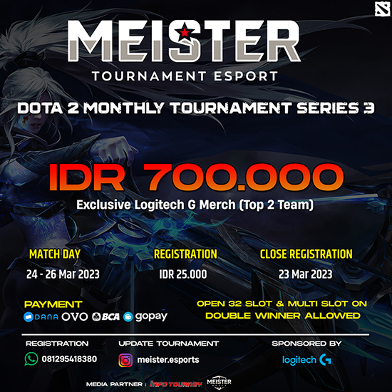 turnamen dota dota2 maret 2023 meister monthly series 3 poster