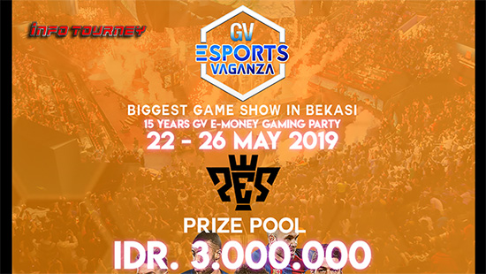 turnamen pes pro evolution soccer gv esports vaganza bekasi mei 2019 logo