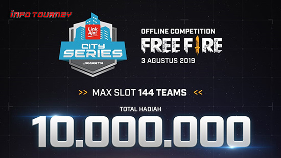 turnamen ff free fire agustus 2019 link aja city series jakarta logo