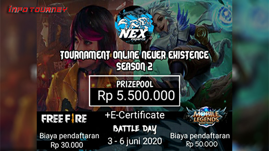 turnamen ff free fire juni 2020 never existence season 2 logo