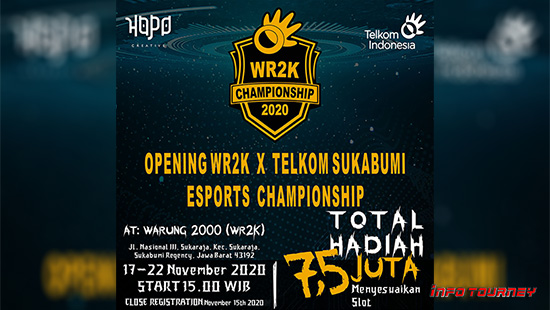 turnamen ff free fire november 2020 wr2k x telkom sukabumi logo