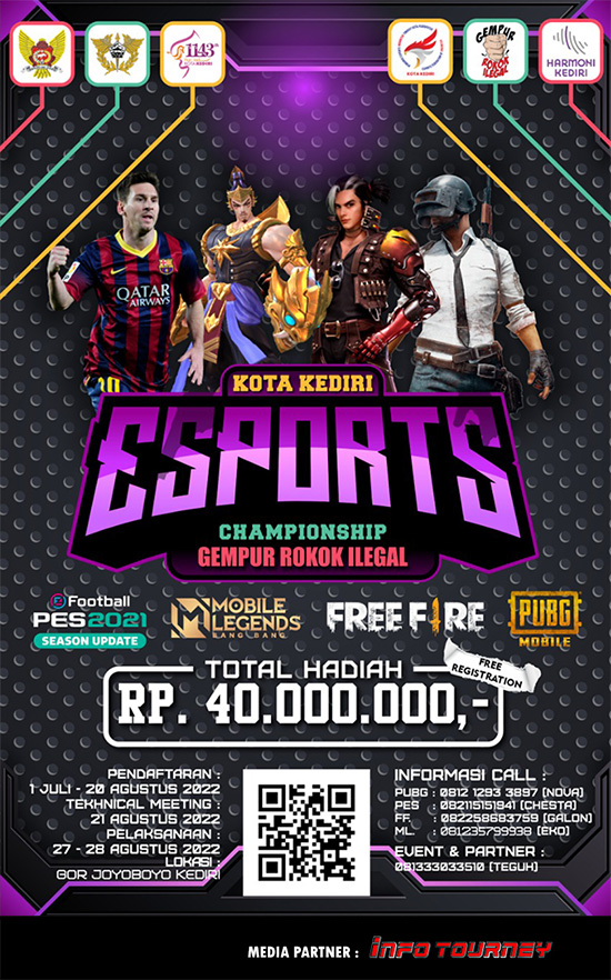 turnamen ff free fire agustus 2022 kediri esports championhship poster