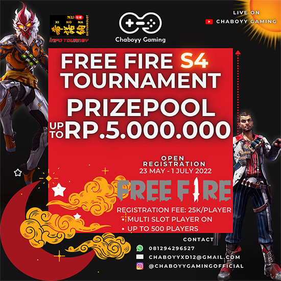 turnamen ff free fire juli 2022 chaboyy gaming season 4 poster