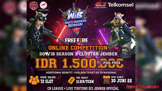 turnamen ff free fire juni 2022 dg wib jember season 3 logo