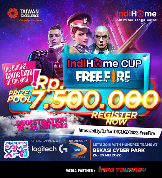 turnamen ff free fire mei 2022 indihome cup 2022 poster