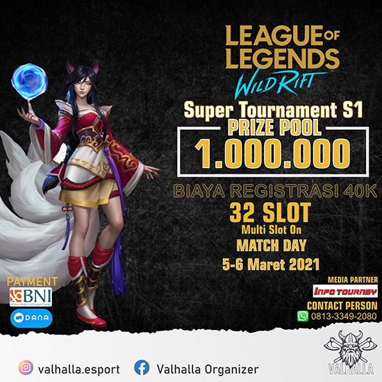 turnamen league of legends wild rift maret 2021 super tournament season 1 poster