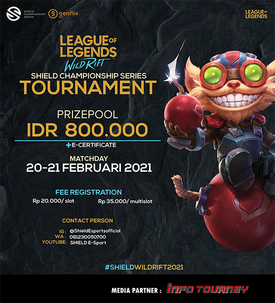turnamen league of legends wild rift februari 2021 shield championship series season 1 poster