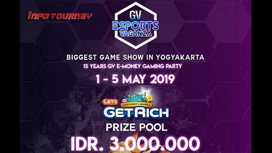 turnamen line get rich gv esports vaganza mei 2019 logo