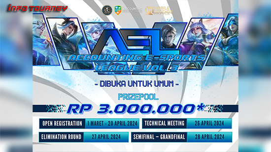 turnamen ml mlbb mole mobile legends april 2024 accounting esports league volume 3 logo