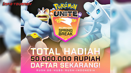 turnamen pokemon unite februari 2022 rush spring break logo