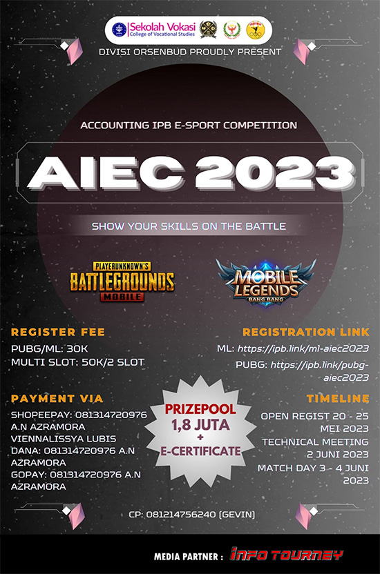 turnamen pubgm pubgmobile juni 2023 aiec 2023 poster