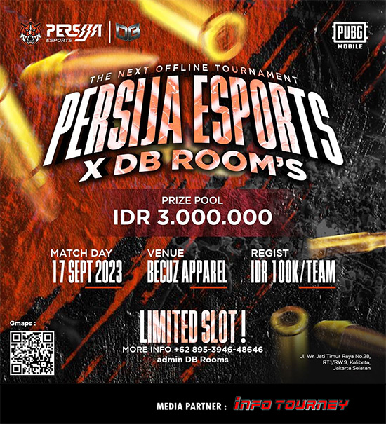 turnamen pubgm pubgmobile september 2023 persija esports x db rooms poster